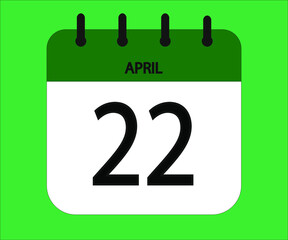 April 22th green calendar icon for days of the month