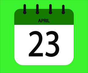 April 23th green calendar icon for days of the month
