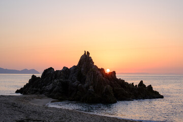 福井県水晶浜の夕日