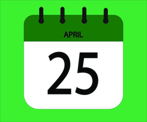 April 25th green calendar icon for days of the month