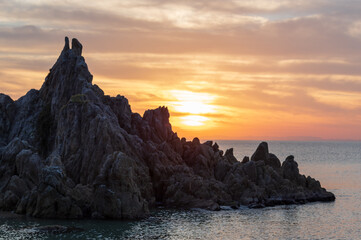 Fototapeta premium 福井県水晶浜の夕日