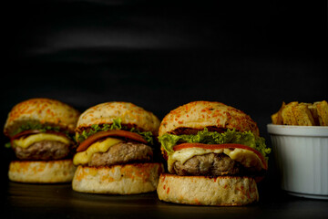 Homemade Mini Beef Burgers with French Fries