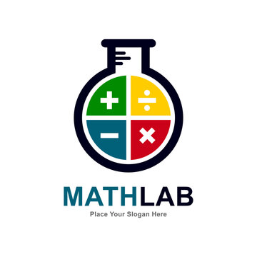 Math lab logo vector template. Suitable for math symbol and research and accounting