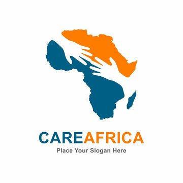 Care Africa vector logo template. Suitable for map, community and hand symbol. 