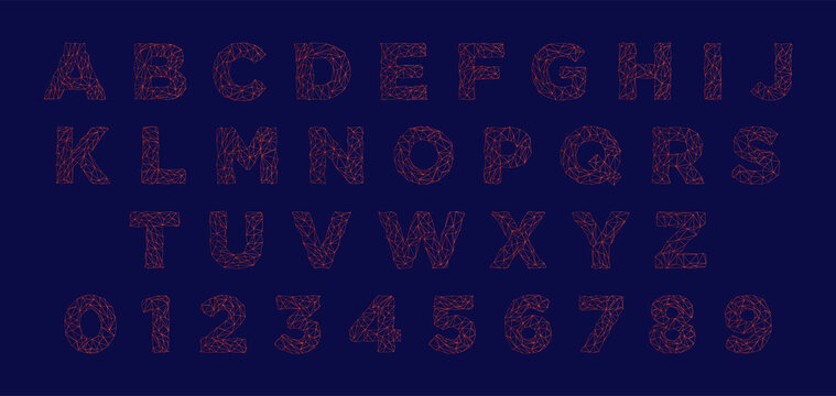 Low poly font alphabet banner.