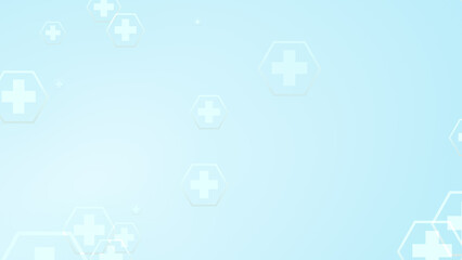 Hexagon cross geometric white pattern medical bright on blue background.