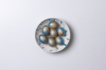 Happy easter time. Bright Easter holiday concept with spring flowers and easter eggs. Colorful Easter eggs background