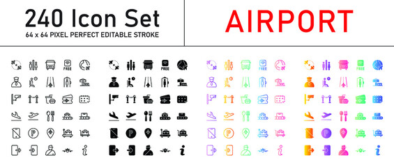 Airport Icon Set 240 isolated on white background