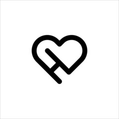 Initial H and heart in black color logo