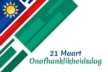 Translation: March 21, Independence Day. Independence Day of Namibia vector illustration. Suitable for greeting card, poster and banner.
