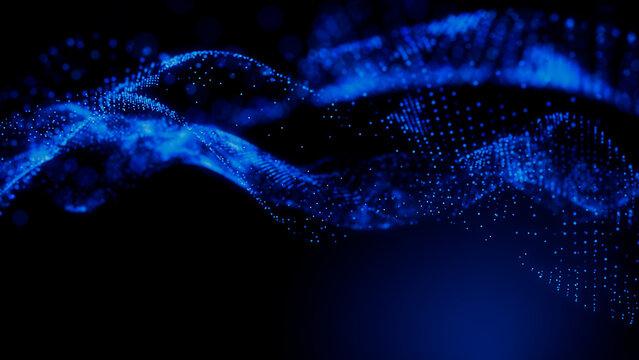 Smart Grid and Communication Concept. Blue, Futuristic Digital Style. 3D Render.