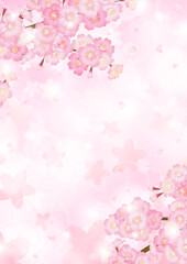 Obraz na płótnie Canvas ピンクキラキラ背景の桜ベクターイラスト素材