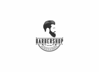 barbershop logo template in white background