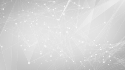 Abstract white gray polygon tech network with connect technology background. Abstract dots and lines texture background. 3d rendering.