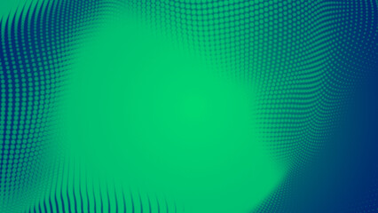 Abstract dot green wave pattern gradient  texture technology background.