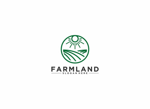 farmland logo template vector, icon in white backgrounds