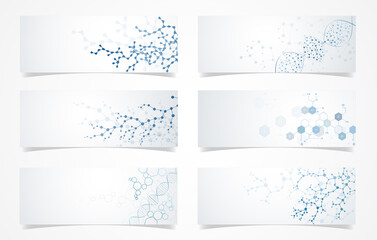 Set of dna molecule structure Science digital,connection network medical technology backgrounds vector