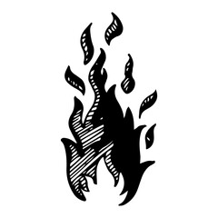 Fire vector, flame icon. Black icon isolated on white background.
