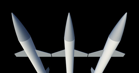 Surface to air missiles, 3D rendering image.