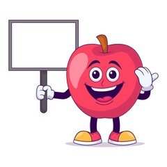 apple stand and give salute pose cartoon mascot character vector illustration design