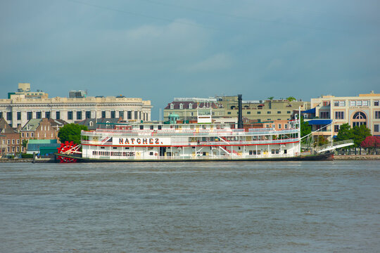 Steamboat Natchez on Mississippi River in New Orleans, Louisiana LA, USA.