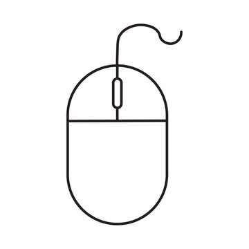 Line art computer mouse icon. Communication technology. Line art style. Internet technology. Vector illustration. stock image. 