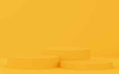 Abstract 3d yellow color cylinder podium minimal studio background.