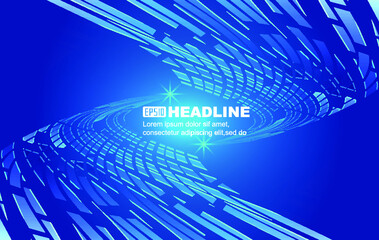 Extending into the distance converging blue polygons and lines