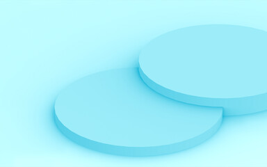 Abstract 3d blue color cylinder podium minimal studio background.