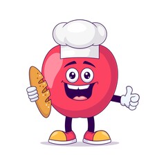 Baker apple cartoon mascot character vector illustration design