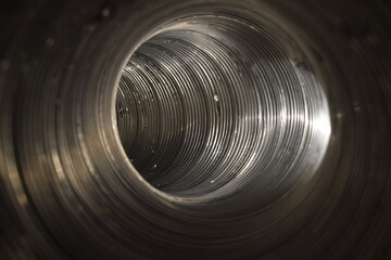 Metallic tube inside footage