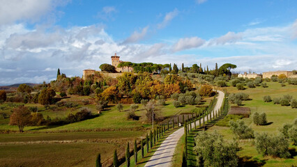 Wonderful country estate in Tuscany Italy - amazing aerial view