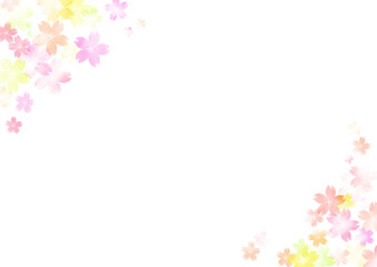 桜の透ける背景素材素材　春フレーム