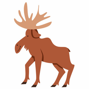 Vector illustration of a flat-style moose isolated on a white background.