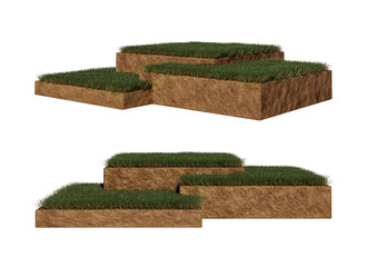 Grass soil section podium 3d rendering