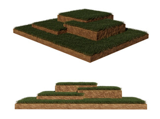 Grass soil section podium 3d rendering