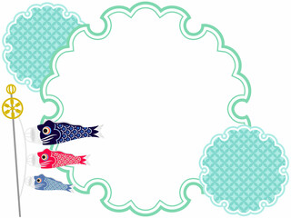 こいのぼりがモチーフの和風フレーム素材／Japanese style frame material with carp streamer motif