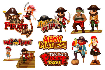 Set of pirate cartoon characters