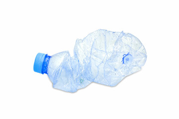 Blue plastic bottle on the White Blackground Concept of not using plastic