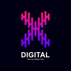 Abstract letter X modern line and digital vector logo design. Suitable for typography technology electronic, geometric technology font and modern futuristic design 