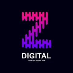 Abstract letter Z modern line and digital vector logo design. Suitable for typography technology electronic, geometric technology font and modern futuristic design 