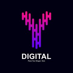 Obraz premium Abstract letter Y modern line and digital vector logo design. Suitable for typography technology electronic, geometric technology font and modern futuristic design 