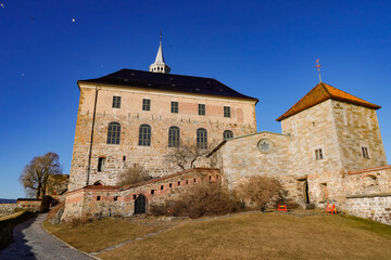Fototapeta na wymiar Oslo, Norway A view inside the Akershus Festning, or Akerhus fortress in central Oslo.