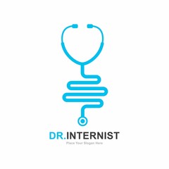 Dr. intestinal vector logo template. Suitable for stethoscope symbol and health.