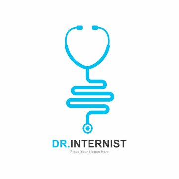 Dr. intestinal vector logo template. Suitable for stethoscope symbol and health.