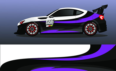Racing car wrap design vector. Abstract graphic stripe racing background kit design for vehicle wrap, race car, rally, adventure and livery