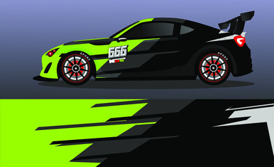 Racing car wrap design vector. Abstract graphic stripe racing background kit design for vehicle wrap, race car, rally, adventure and livery