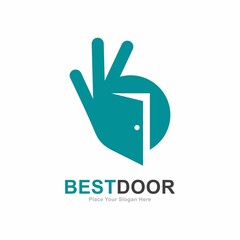 Best door logo vector template. Suitable for business, property and hand symbol