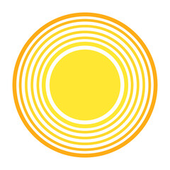Shiny sun icon for weather design. Sunshine symbol happy yellow isolated sun vector illustration. - obrazy, fototapety, plakaty