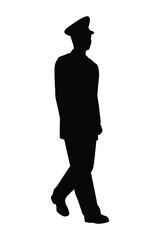 Soldier silhouette vector isolated on white background, military man in parade.